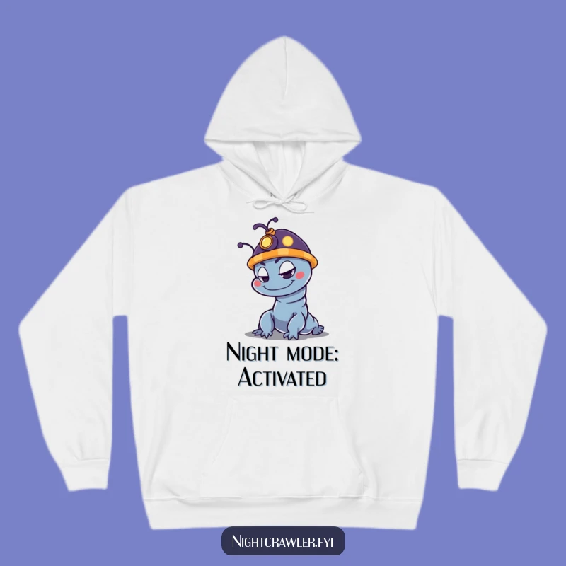 Cozy Funny Night Crawler Hoodie with Glowing Hat - Mischievous Character Apparel, Ideal Funny Gift