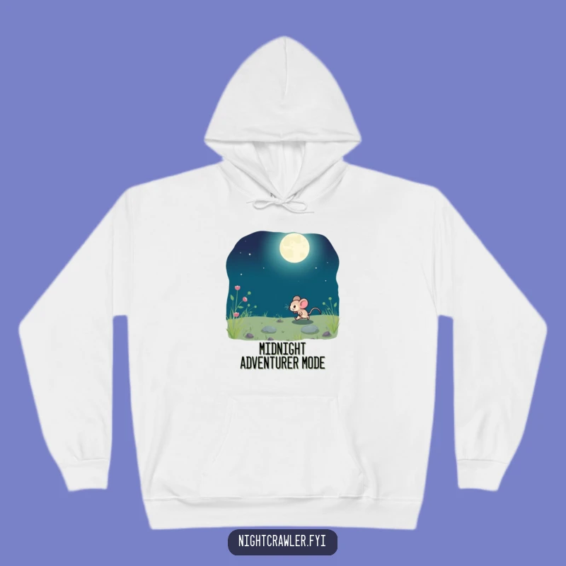 Cozy Funny Moonlit Mouse Hoodie: Warm Nocturnal Comfort