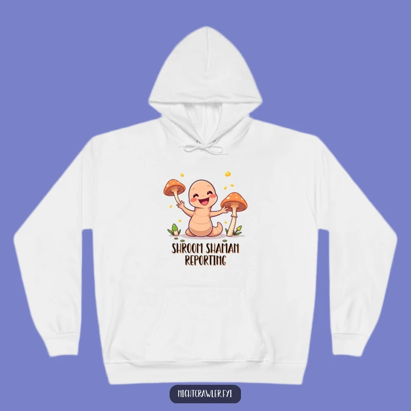 Stay warm and whimsical in this funny earthworm hoodie, featuring a magical scene of juggling glowing mushrooms. A delightful gift for the young at heart.