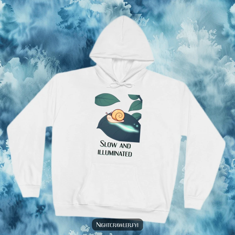 Funny Snail Hoodie: A happy snail's phosphorescent trail illuminates the dark, making this a cozy and funny gift for all.