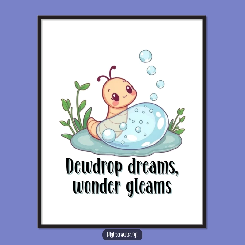 Dewdrop Explorer Earthworm Free Printable Wall Art Downloadable
