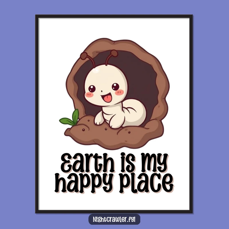 Funny Free Printable Wall Art: Worm Burrowing Earth, Quirky Downloadable Decor