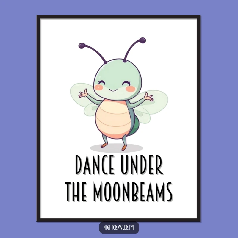Free Printable Wall Art: Dancing Bug in Moonlight, Funny Whimsical Downloadable Art