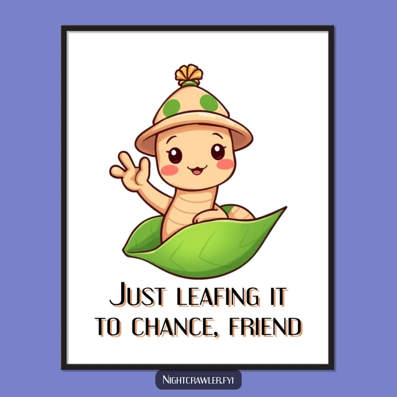 Free Printable Wall Art: Earthworm's Leafy Hello, Funny Downloadable Decor