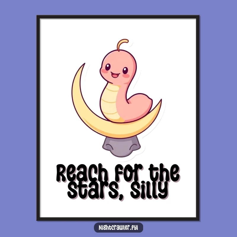 Free Printable Wall Art: Funny Moon Worm Kawaii Art, Whimsical Downloadable Decor for Dreamers