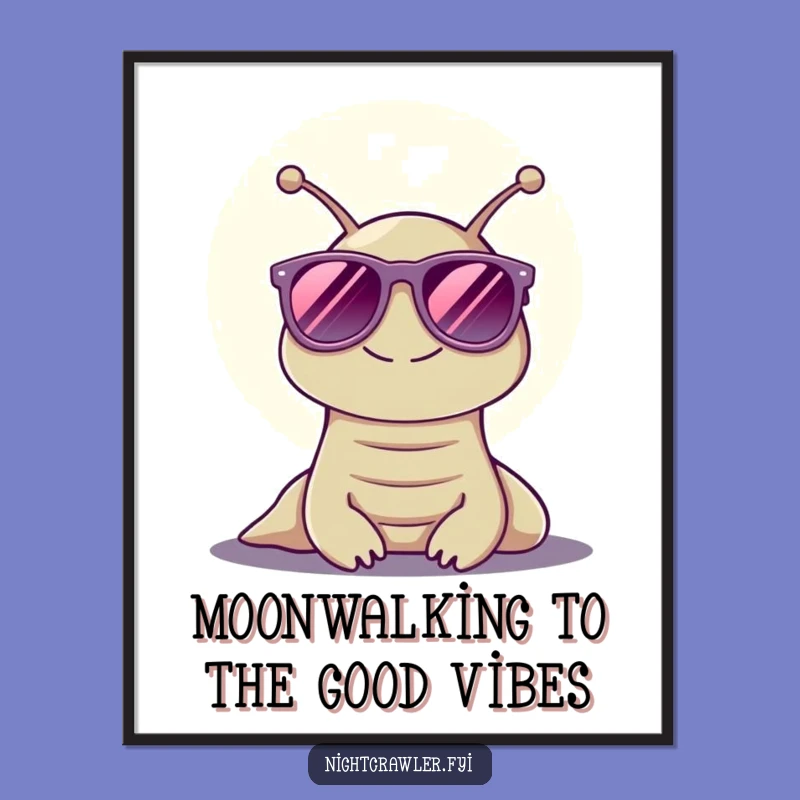 Free Printable Wall Art: Funny Slug in Sunglasses, Cool Moonlit Downloadable Decor