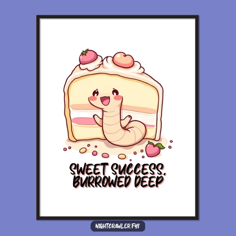 Free Printable Wall Art: Worm Cake Burrow, Funny Downloadable Decor