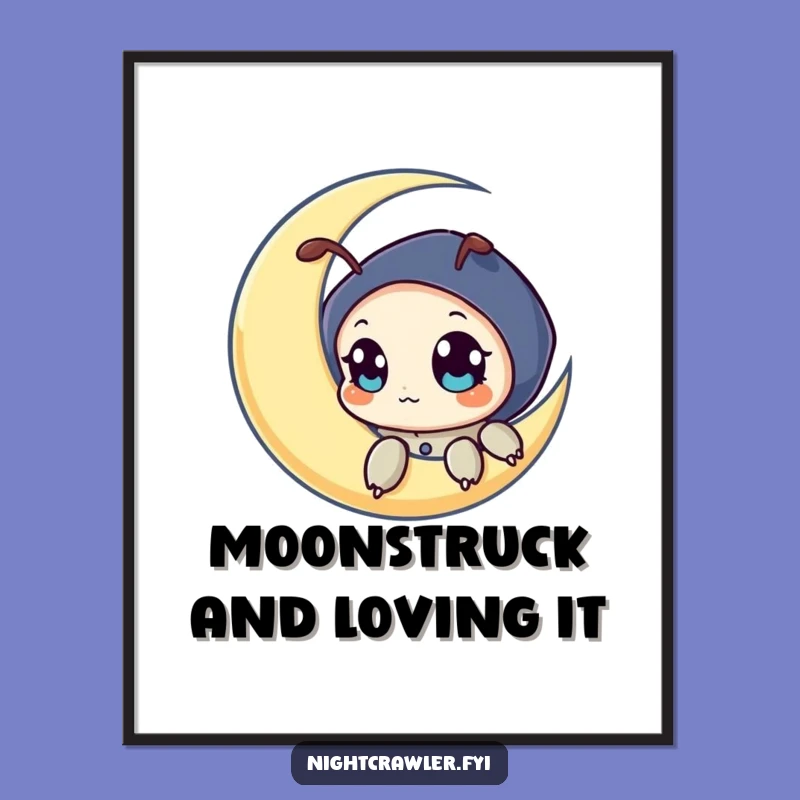 Funny Free Printable Wall Art: Moon Peeking Night Crawler