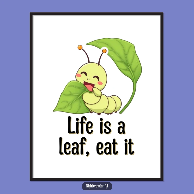 Free Printable Wall Art: Happy Caterpillar Munching on a Leaf for Your Decor