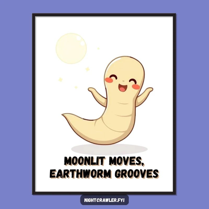 Moonlit Dance Party Earthworm Free Printable Wall Art Downloadable