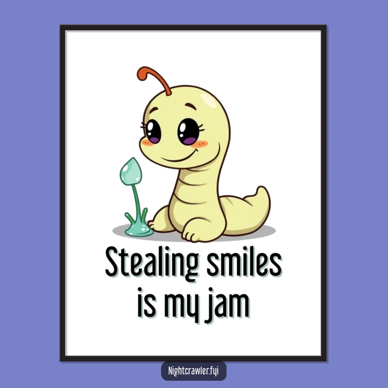 Free Printable Wall Art: Mischievous Worm Dewdrop Heist, Downloadable Art