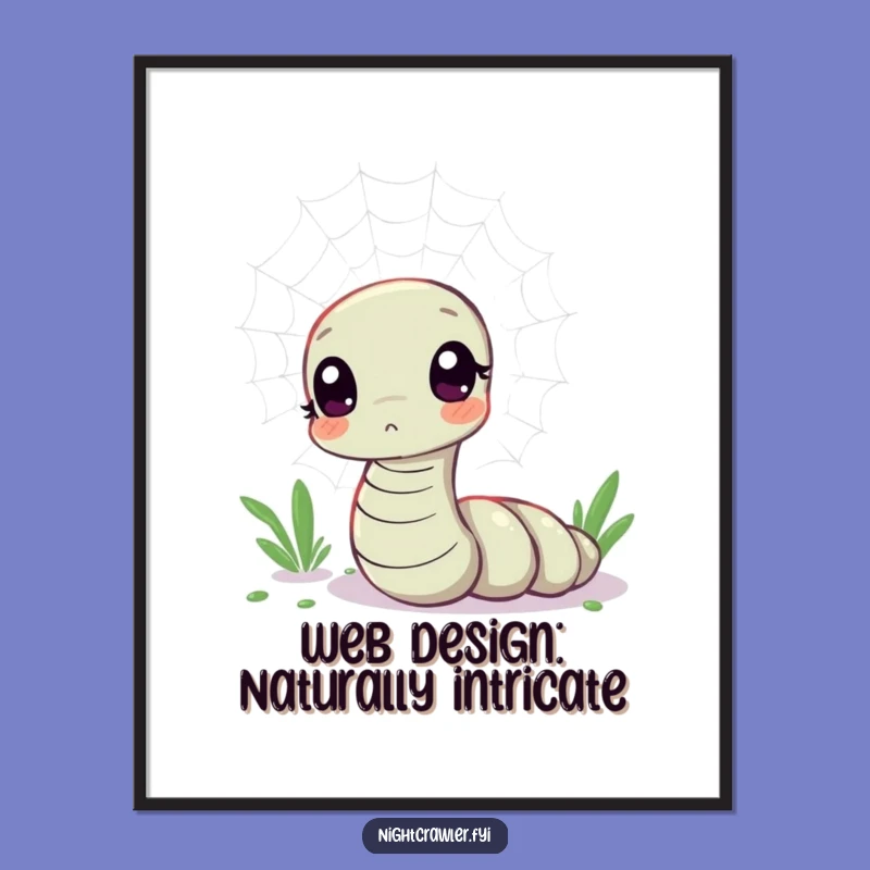 Funny Free Printable Wall Art: Worm & Web, Quirky Downloadable Decor