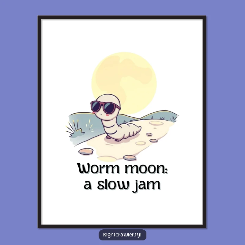 Funny Free Printable Wall Art: Cool Sunglass Worm, Downloadable Decor for Groovy Vibes