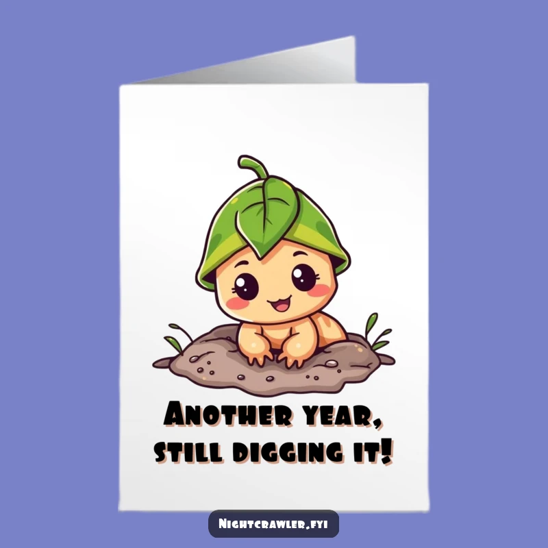 Free Printable Birthday Card: Night Crawler Leaf Cap Funny Downloadable Gift