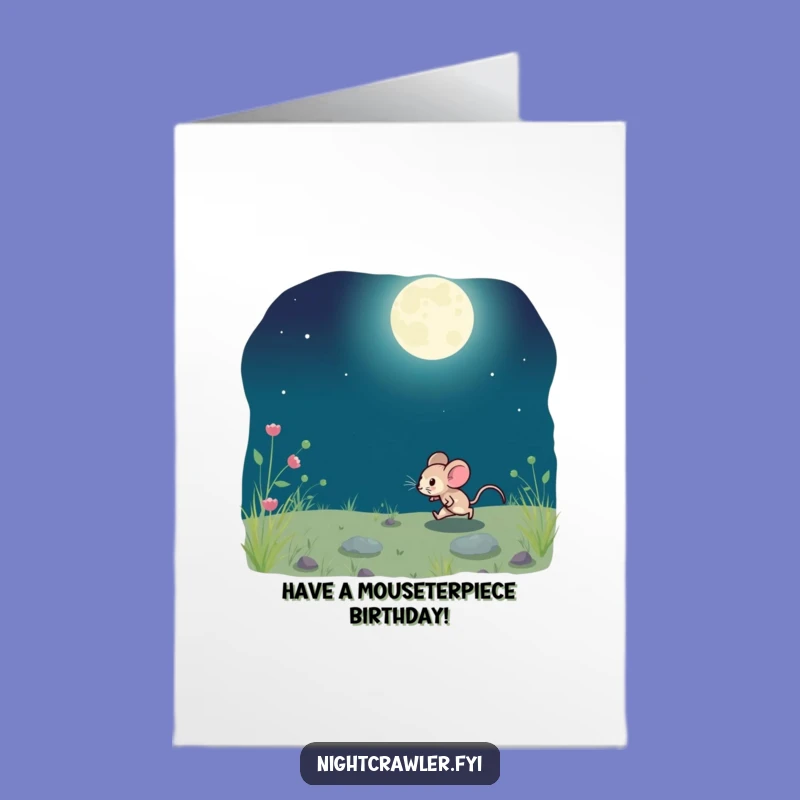 Free Printable Birthday Card: Moonlit Mouse for a Night of Fun & Laughter