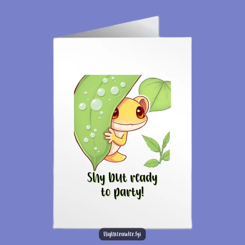 Free Printable Shy Gecko Birthday Card - Funny Downloadable Gift for Nature Lovers