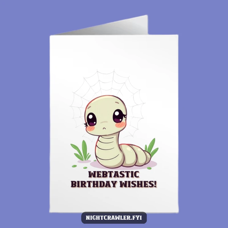 Funny Free Printable Birthday Card: Curious Worm & Web, Hilarious Downloadable Gift