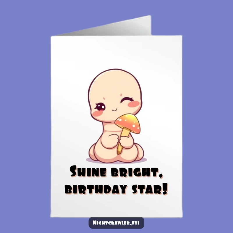 Funny Free Printable Birthday Card: Winking Worm & Mushroom, Hilarious Downloadable Gift