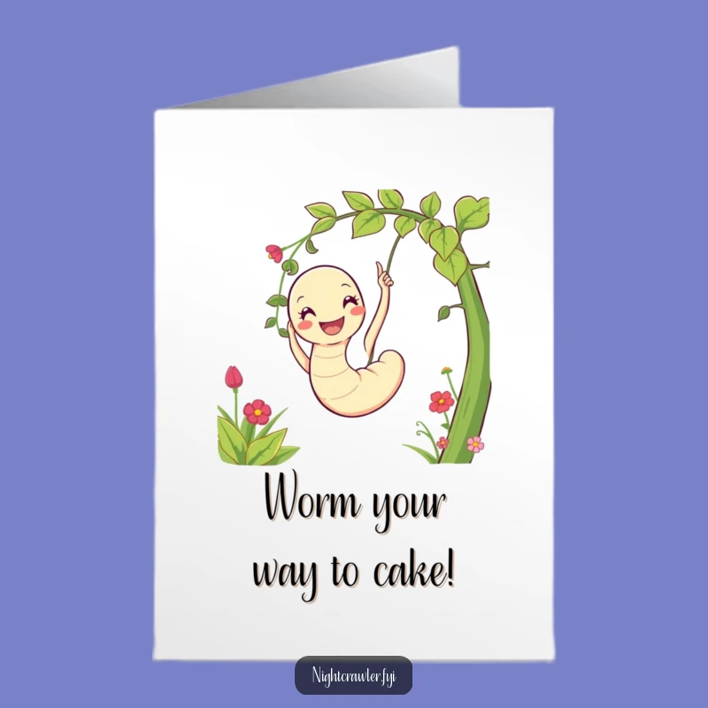 Free Printable Birthday Card: Funny Worm Swinging Vine - Hilarious Downloadable Gift