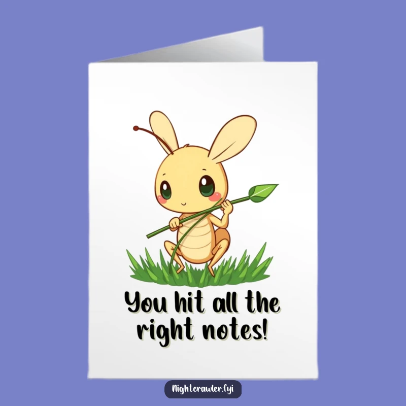 Free Printable Congrats Card: Cricket Grass Strumming Humor Downloadable