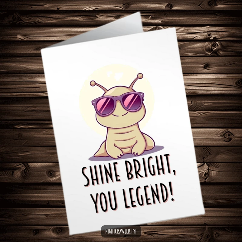 Funny Free Printable Congratulations Card with a cool slug in sunglasses basking under the moon.
