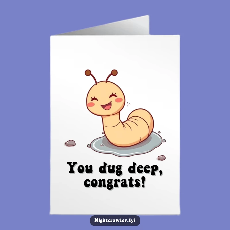 Free Printable Congrats Card: Joyful Worm's Pebble Slide Celebration
