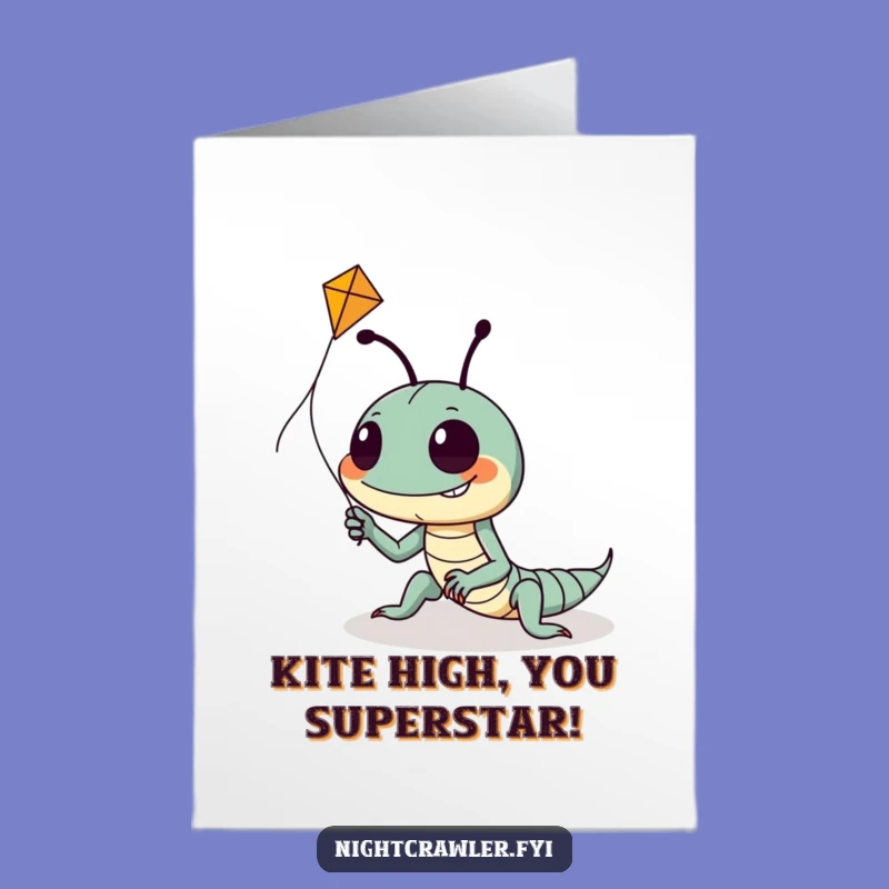 Free Printable Congrats Card: Night Crawler Kite Flying Funny Downloadable Gift