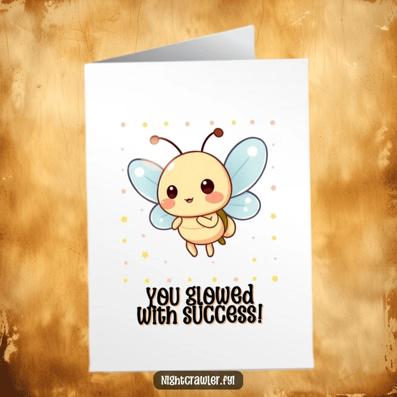 Funny Free Printable Congratulations Card: Playful firefly blinking its light, symbolizing a bright and successful accomplishment.