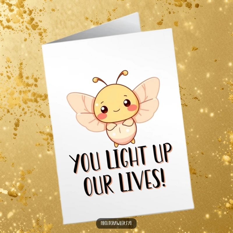 Free Printable Congratulations Card: Happy moth fluttering around a gentle light, celebrating your brilliant achievement.