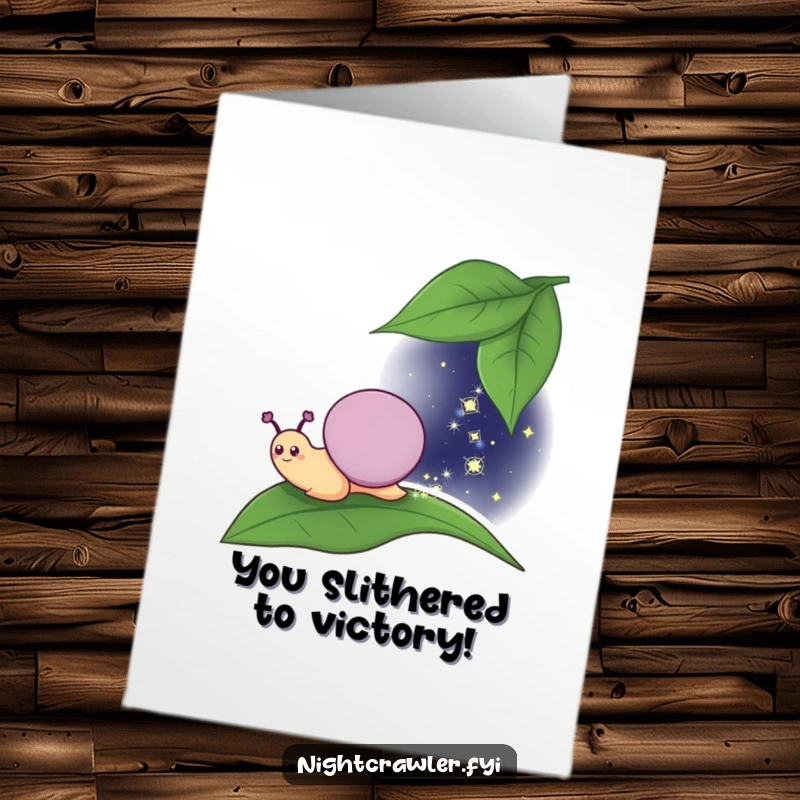 Funny Free Printable Congratulations Card: Smiling snail leaving a sparkly trail, symbolizing a successful and magical journey.