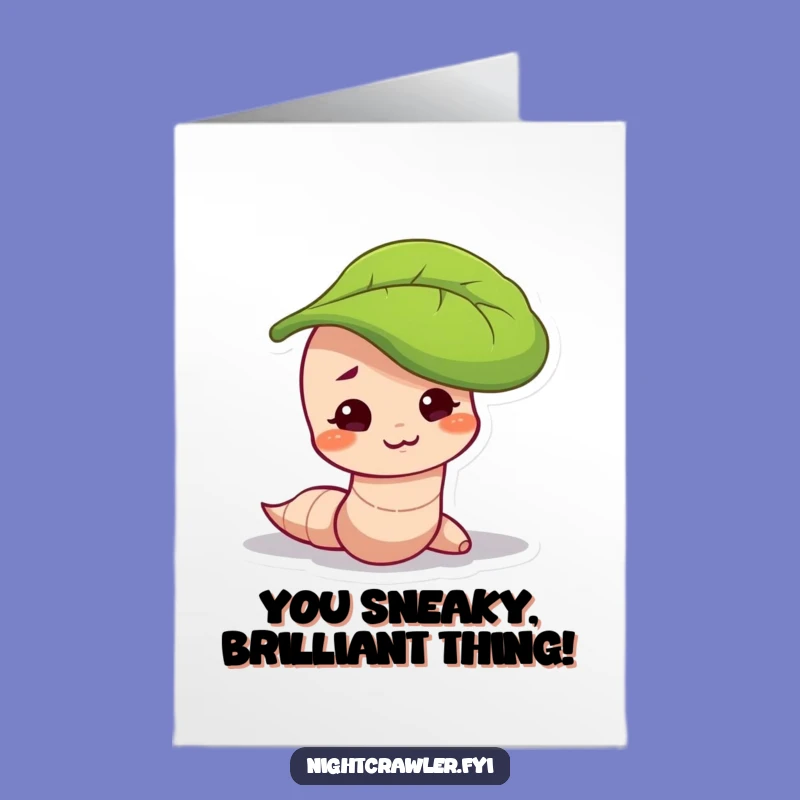 Free Printable Congrats Card: Mischievous Worm Grin, Downloadable Celebration