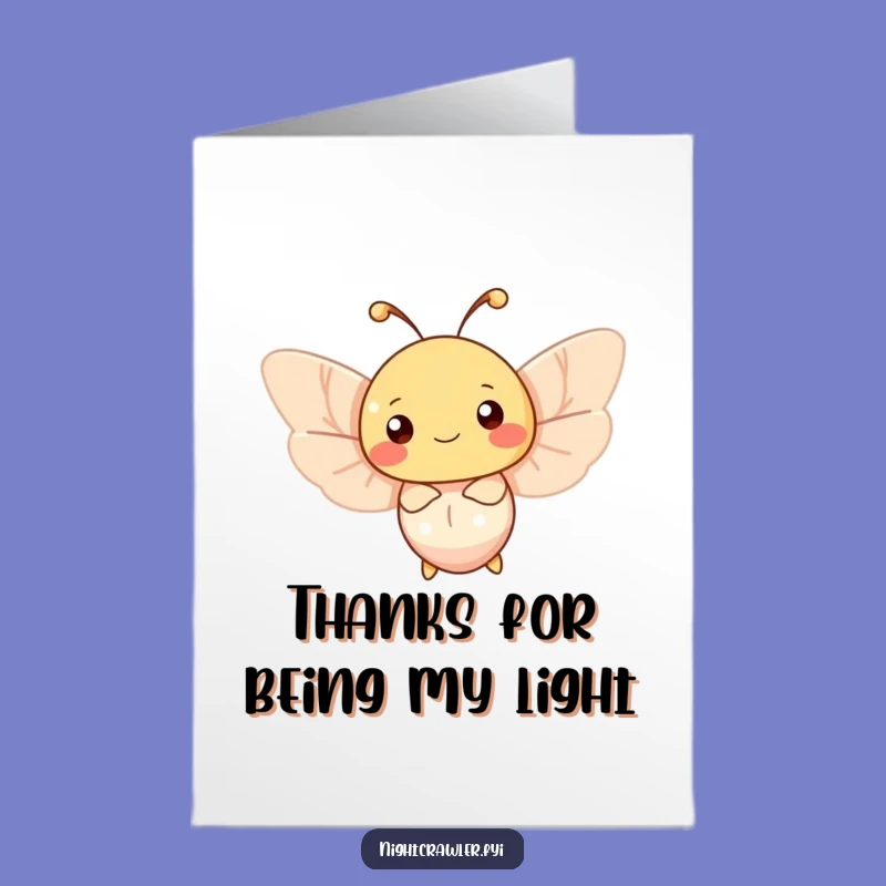 Free Printable Moth Thank You Card: Happy character, perfect funny downloadable gift for showing appreciation.