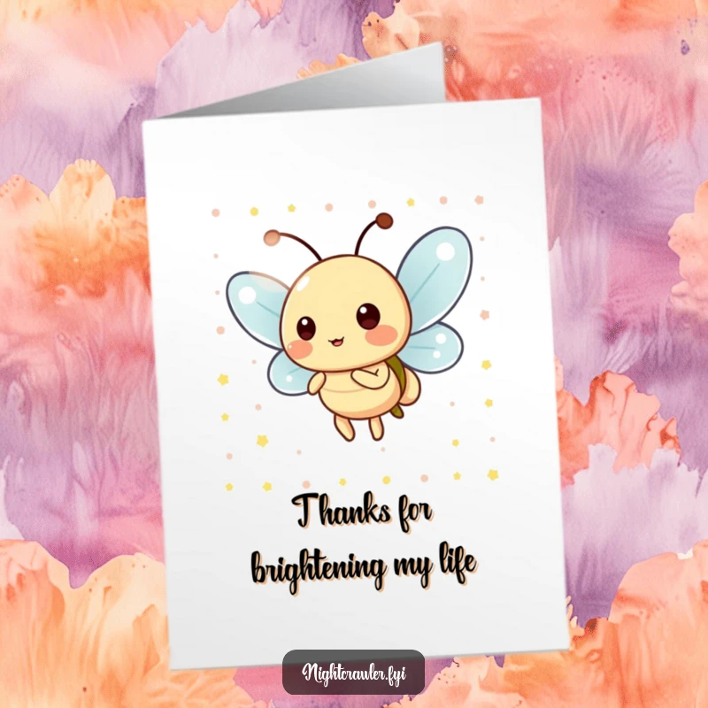 Funny Free Printable Thank You Card: Playful firefly blinking its light in a cheerful pattern, sending warm thanks.