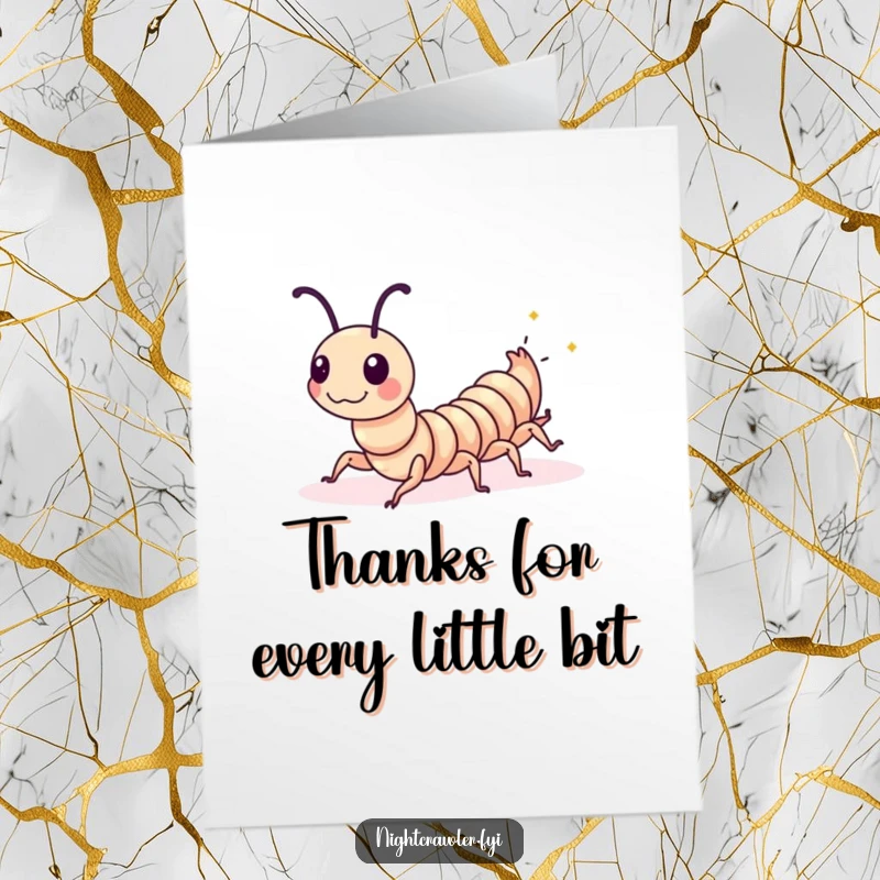 Funny Free Printable Thank You Card: Playful centipede doing a synchronized wiggle, saying thank you with charm.