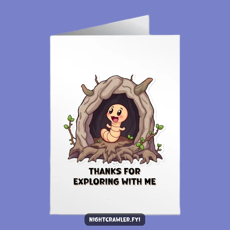 Funny Free Printable Thank You Card: Worm in Cave, Humorous Downloadable Gift