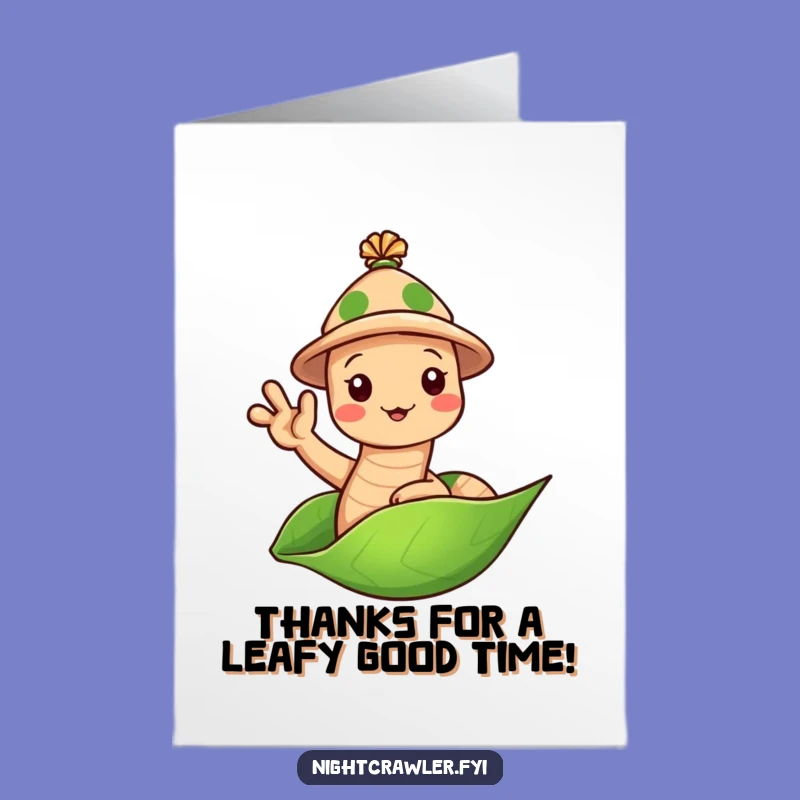 Free Printable Thank You Card: Earthworm's Waving Thanks, Funny Downloadable Gift