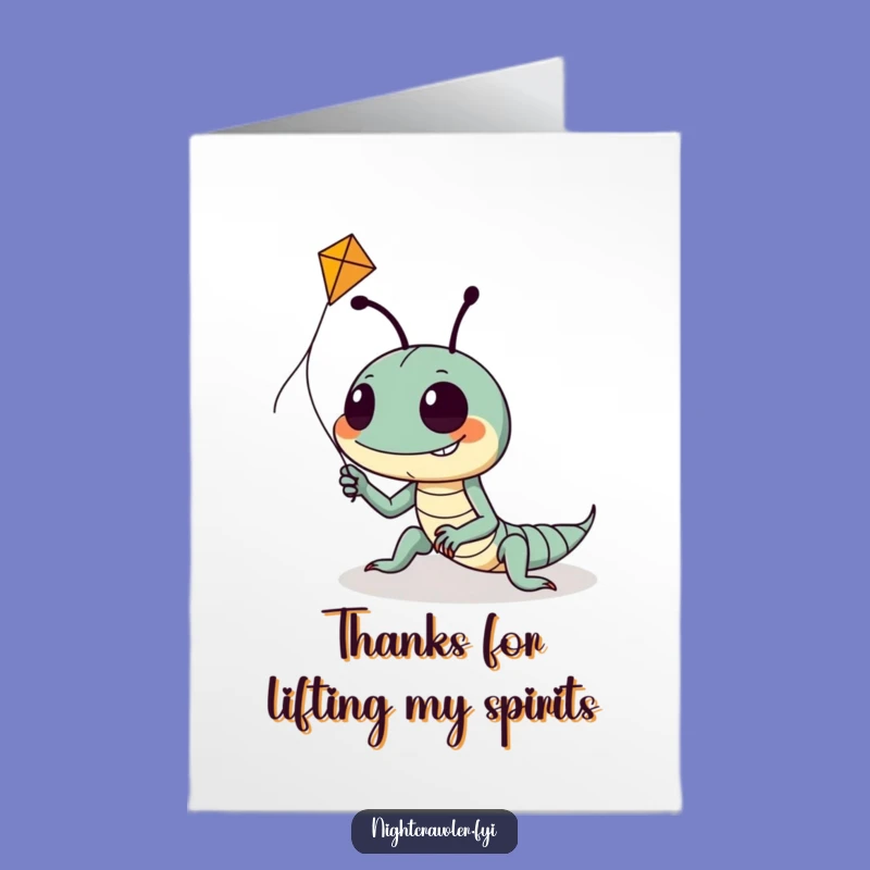 Free Printable Thank You Card: Night Crawler Kite Flying Funny Downloadable Gift