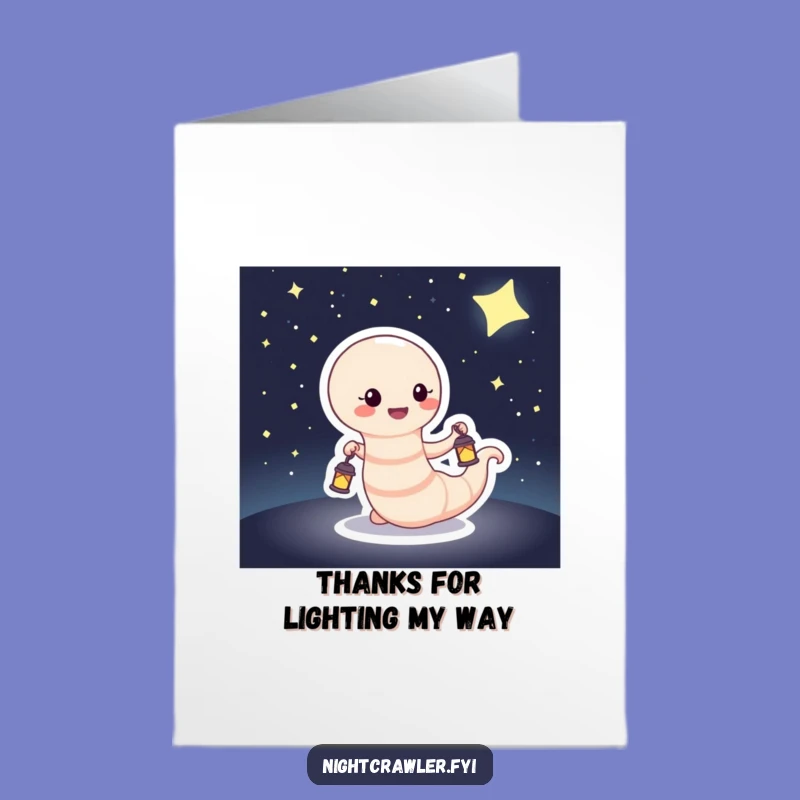 Free Printable Thank You Card: Funny Worm Lantern, Grateful Downloadable Art for Showing Appreciation!
