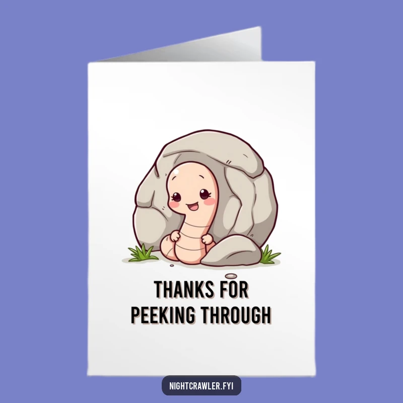 Thank You Peek Earthworm Free Printable Greeting Card