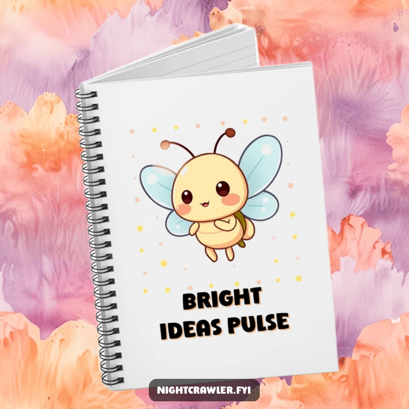 Funny Notebook: Playful firefly character blinking its light, ideal for capturing bright thoughts and creative ideas.