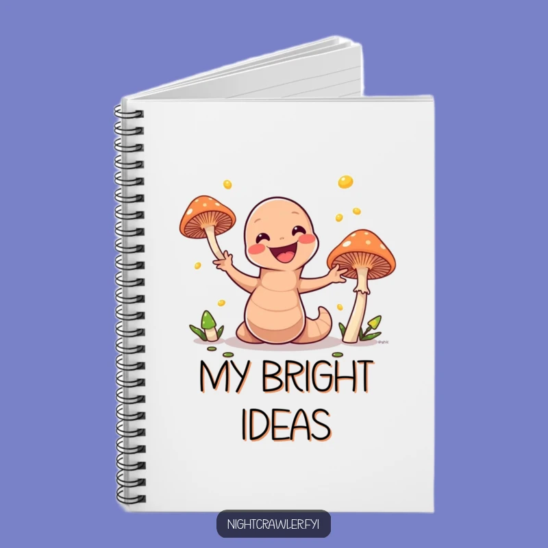 Funny Earthworm Juggling Mushrooms Notebook: Jot Down Ideas with Magical Flair