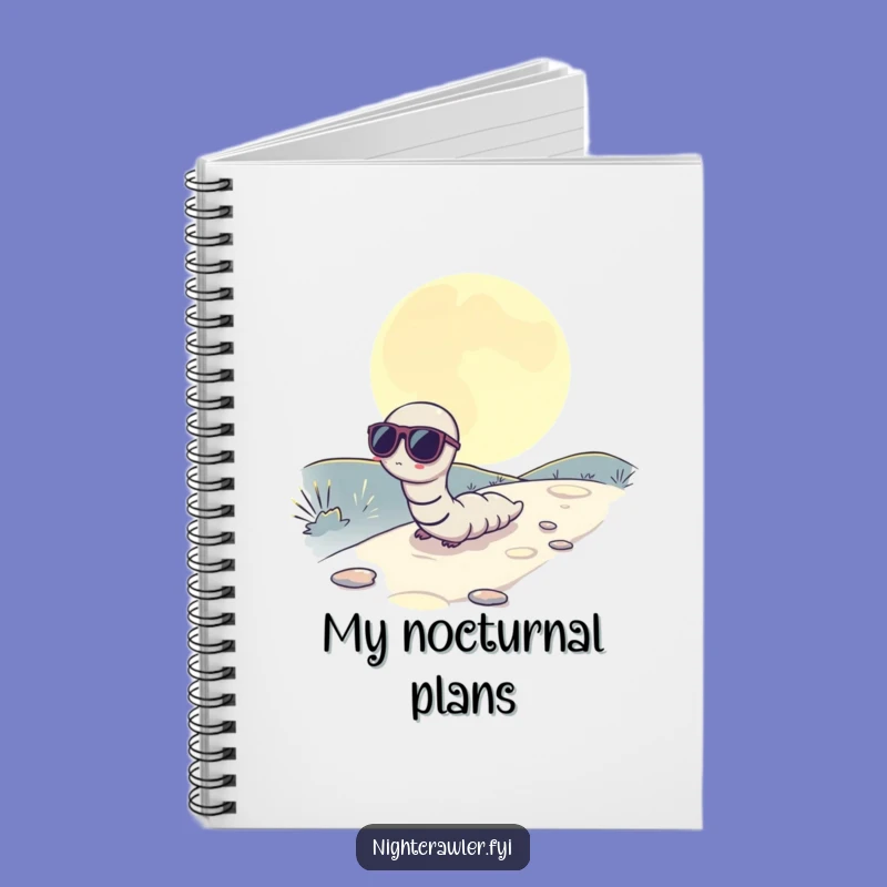 Funny Moonlit Worm Notebook: Cool Ideas, Night Thoughts, Creative Funny Gift