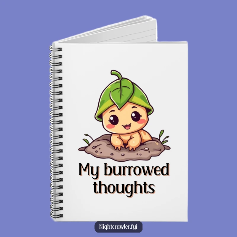 Funny Leaf Cap Night Crawler Notebook: Cheerful Burrow Dweller Journal