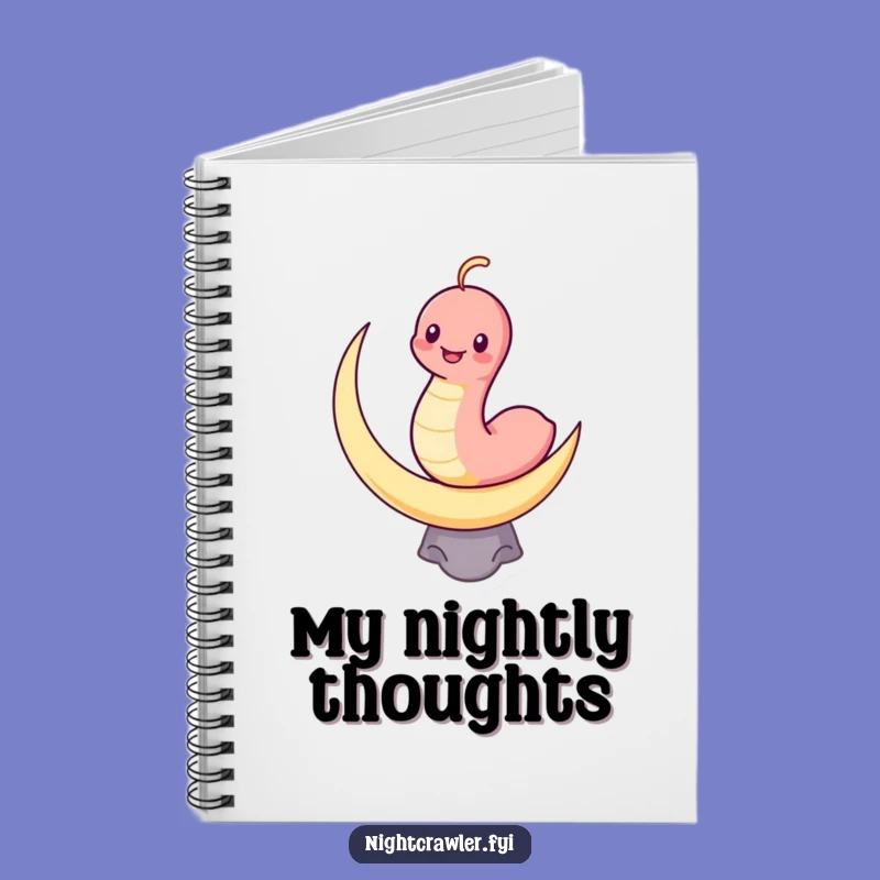 Funny Kawaii Worm Notebook: Grinning on Moon Journal Gift