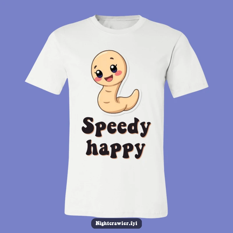 Funny Earthworm T-Shirt - Fast Happy Smile Character Tee