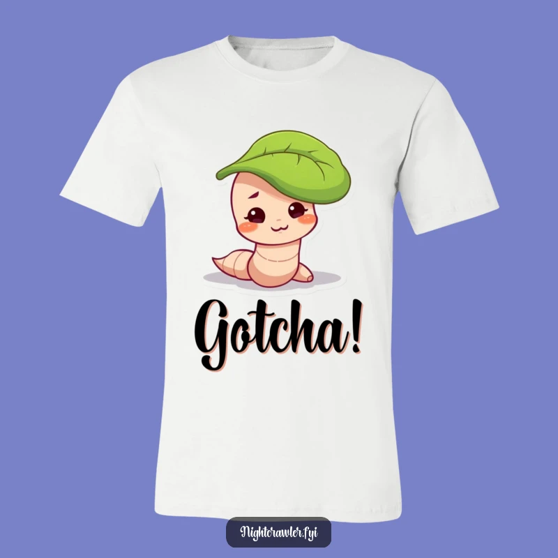 Funny Mischievous Worm T-Shirt: Sneaky Leaf Design, Playful Vibes, Great Funny Gift