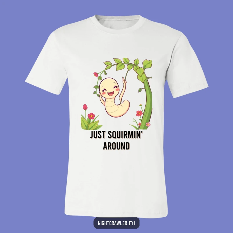 Funny Worm T-Shirt: Happy Swinging Garden Character, Comfy Casual Wear Gift