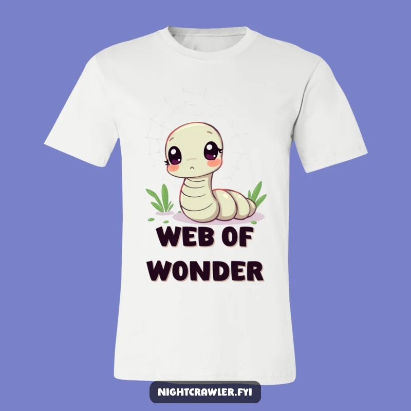 Funny Kawaii Worm Web Curiosity Tee - Cute Worm's Shimmering Shirt