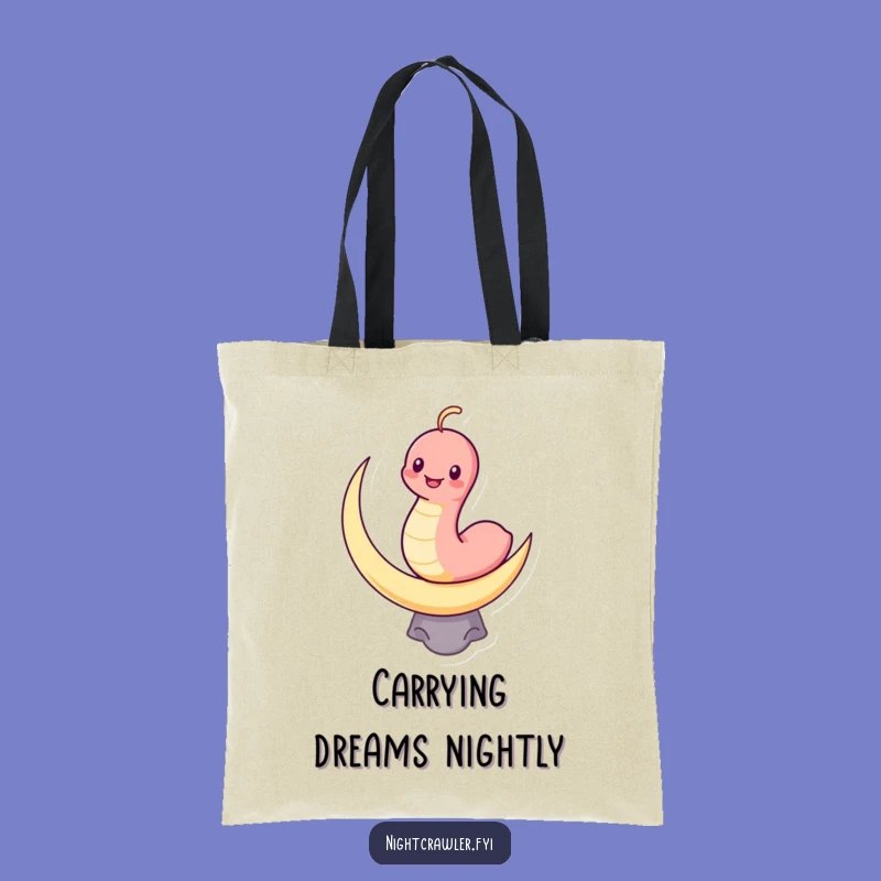 Funny Kawaii Worm Tote: Grinning on Moon Bag Gift