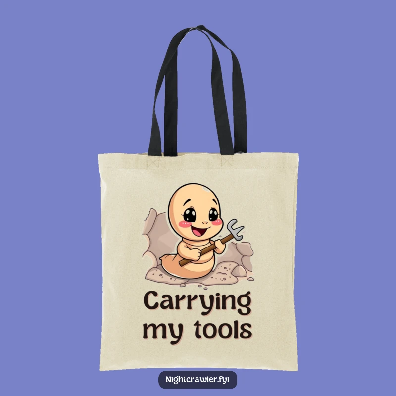 Funny Earthworm Digger Tote Bag: Tunneling Worm Carryall, Perfect Tool Bag & Gift